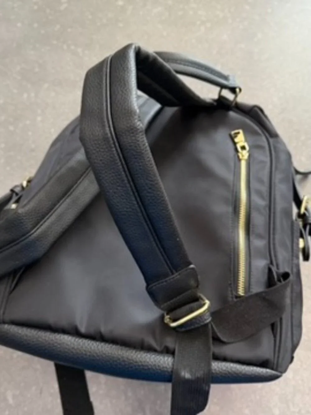 Tommy Bahama Black Nylon & Faux Leather Backpack – Everyday Travel Bag